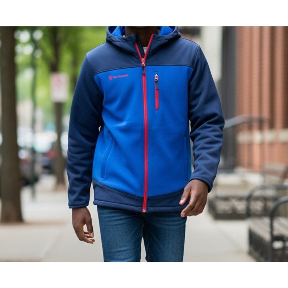 Free Country Zip Up Hoodie Jacket Youth Size 14-16 XXL Softshell Blue & Black